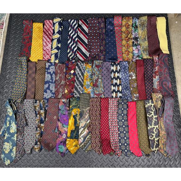 Chaps, Lavin, Barnes, and More Other - Lot of 50 Groovy Ties: Mostly Silk, Classic Mix J. Garcia Alfani Dior Everything